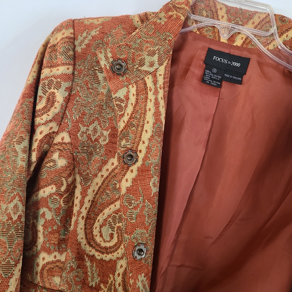 Vintage 90s Focus 2000 Tapestry Paisley Car Coat Size 10 Boho - Picture 7 of 10